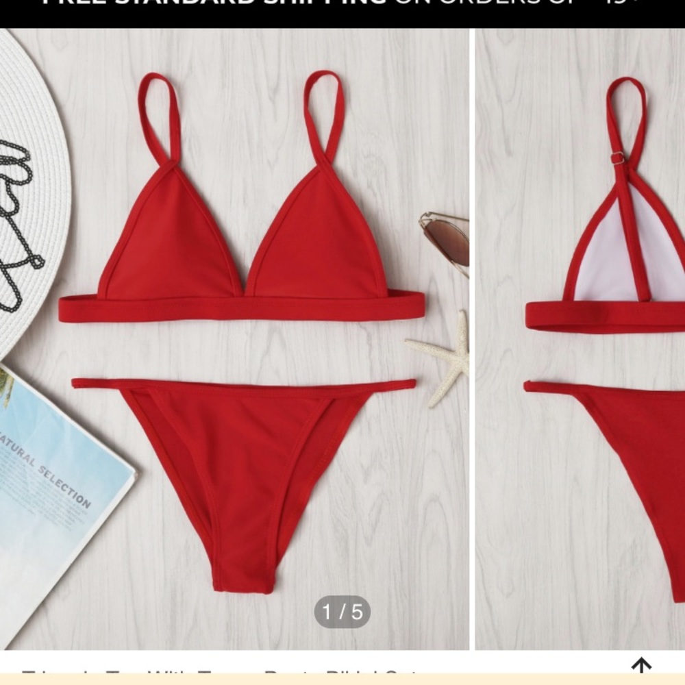 Shein red bathing suit